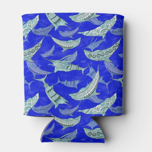 Ocean Blue Marine Animals Dolphins Marlins Blikjeskoeler (Achterkant)