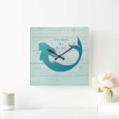 Ocean Blue Mermaid Wall Clock Vierkante Klok (Huis)