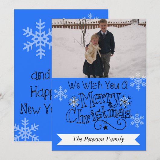 Ocean Blue Merry kerstfoto Kaart (Voorkant / Achterkant)