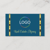 Ocean Blue met Logo Golden Stripes Professional Visitekaartje (Voorkant)