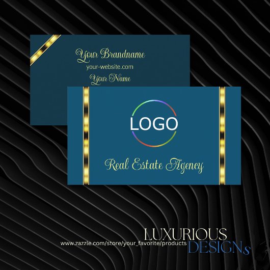 Ocean Blue met Logo Golden Stripes Professional Visitekaartje