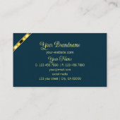 Ocean Blue met Monogram Gold Borders Professional Visitekaartje (Achterkant)