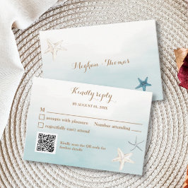Ocean Blue met QR Code Weddenschap Small RSVP Notitiekaartje