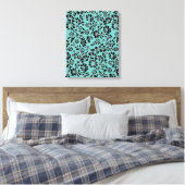 Ocean Blue met zwarte bloemen Canvas Afdruk (Insitu (Slaapkamer))