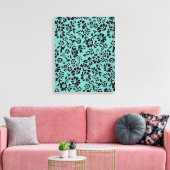 Ocean Blue met zwarte bloemen Canvas Afdruk (Insitu (Woonkamer))