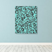 Ocean Blue met zwarte bloemen Canvas Afdruk (Insitu (Houten vloer))