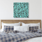 Ocean Blue met zwarte bloemen Canvas Afdruk (Insitu (Slaapkamer))