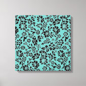 Ocean Blue met zwarte bloemen Canvas Afdruk (Voorkant)