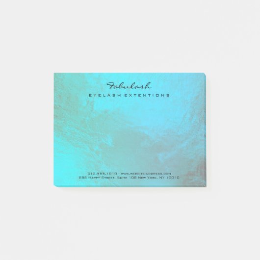 Ocean Blue Metallic Naam Web Telefoonnummer Post-it® Notes (Voorkant)