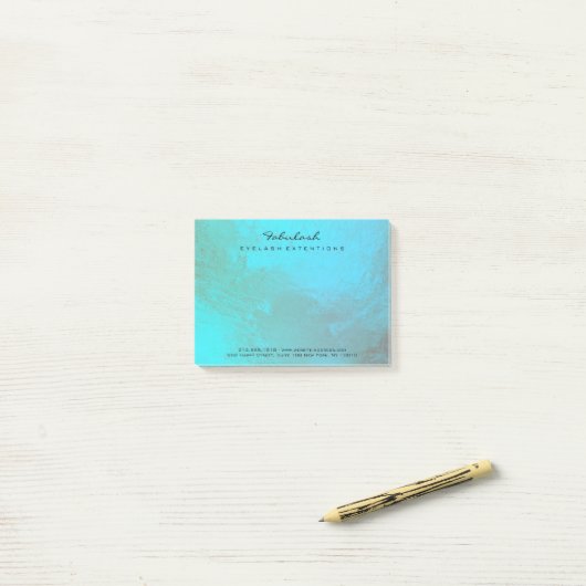 Ocean Blue Metallic Naam Web Telefoonnummer Post-it® Notes (Op bureau)