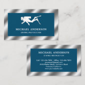 Ocean Blue Metallic Steel Scuba Diving Instructor Visitekaartje (Voorkant / Achterkant)