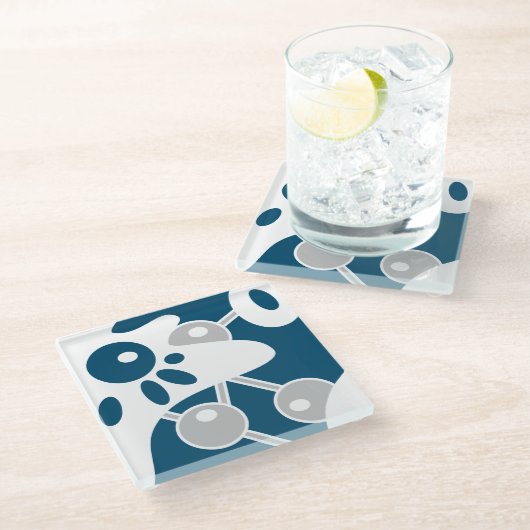 Ocean Blue Modern Doodle 1 Glazen Onderzetter (Schuin)