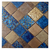Ocean Blue Modern Mooi Goud Collectie Tegeltje (Voorkant)