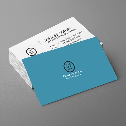 Ocean Blue Modern Professional Corporate Branded Visitekaartje