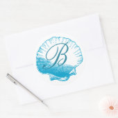Ocean Blue Monogrammed Zee Shell Sticker (Envelop)