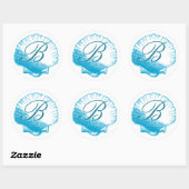 Ocean Blue Monogrammed Zee Shell Sticker (Vel)