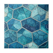 Ocean Blue Mosaic Pattern – Irregular Polygon Tegeltje (Voorkant)