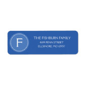 Ocean Blue Muted Monogram Custom Monogram Etiket (Voorkant)
