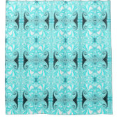 Ocean Blue Nautilus Shell Spiral Fractal Pattern S Douchegordijn (Voorkant)