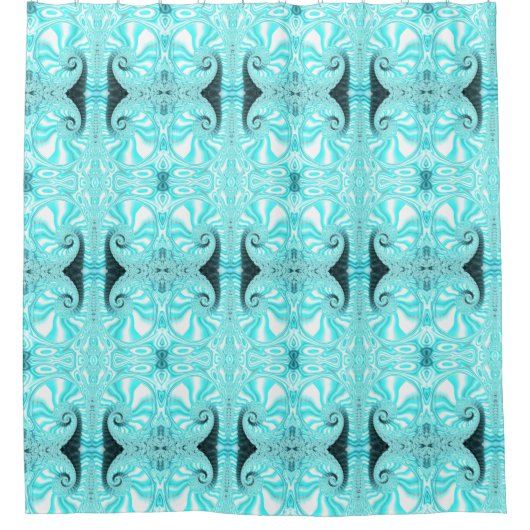 Ocean Blue Nautilus Shell Spiral Fractal Pattern S Douchegordijn (Voorkant)