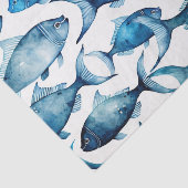 Ocean Blue Navy Fish | Verjaardagscadeauverpakking Tissuepapier (Detail)