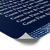 Ocean Blue Navy Floral Table Plan Seating Poster (Hoek)