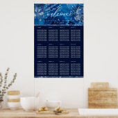 Ocean Blue Navy Floral Table Plan Seating Poster (Keuken)