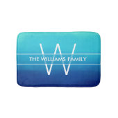 Ocean Blue Ombre Familienaam & Monogram Badmat (Voorkant)