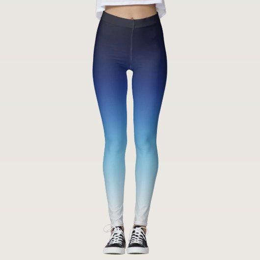 Ocean Blue Ombre Gradient Workout Leggings (Voorkant)