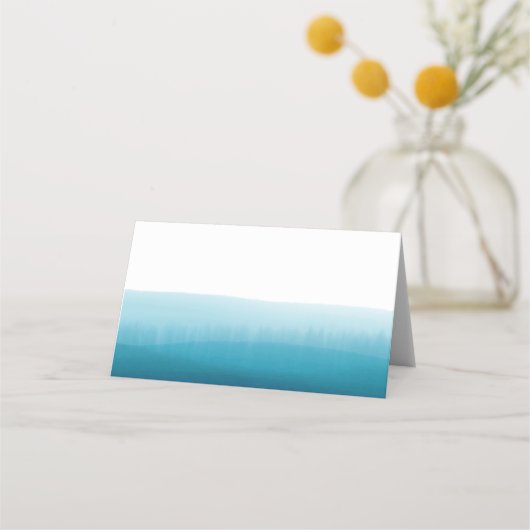 Ocean Blue Ombre Waterverf Blank Tafelgast Plaatskaartje (Voorkant)