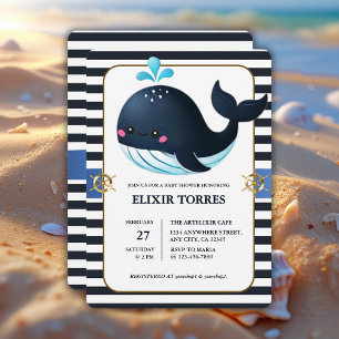 Ocean Blue onder het Zee Kawaii Whale Baby shower Kaart