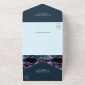 Ocean Blue Paars Glitter Agate Marble Wedding All In One Uitnodiging (Buitenkant)