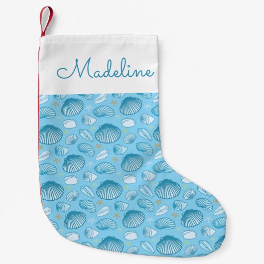Ocean Blue Pattern | Jouw namen toevoegen Kleine Kerstsok (Voorkant)
