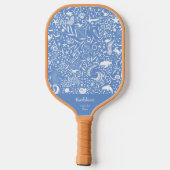 Ocean Blue Pattern + Monogram Jouw naam toevoegen Pickleball Paddle (Achterkant)