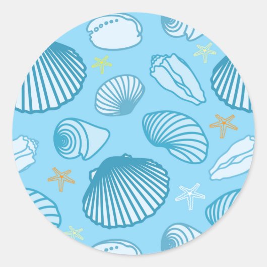 Ocean Blue Pattern Ronde Sticker (Voorkant)