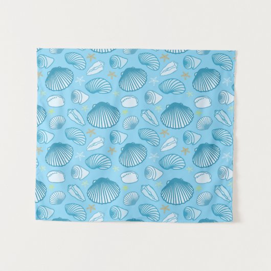 Ocean Blue Pattern Wandkleed (Voorkant (horizontaal))