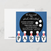 Ocean Blue Pin Party Bowling Birthday Party Kaart (Voorkant / Achterkant)