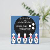 Ocean Blue Pin Party Bowling Birthday Party Kaart (Staand voorkant)