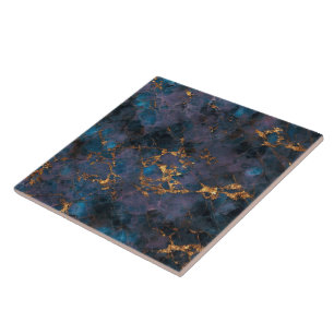 Ocean Blue Pink Gold Marble Trendy Collectie Tegeltje
