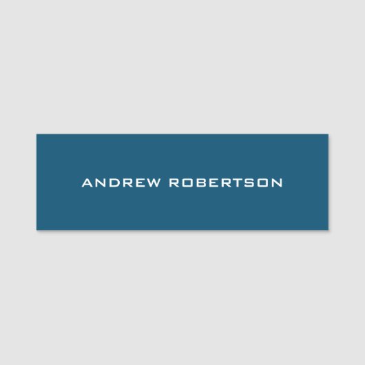 Ocean Blue Plain Elegant Hedendaags Uniek Naamplaatje (Voorkant)