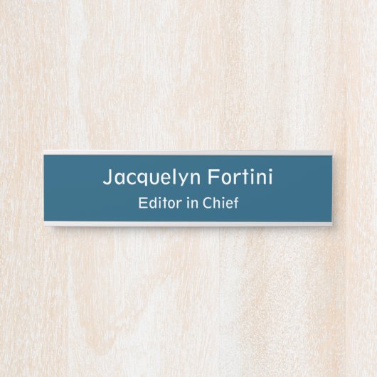 Ocean Blue Plain Elegant Modern Minimalist Deurbordje (Voorkant)