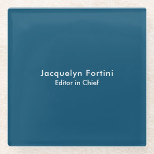 Ocean Blue Plain Elegant Modern Minimalist Glazen Onderzetter