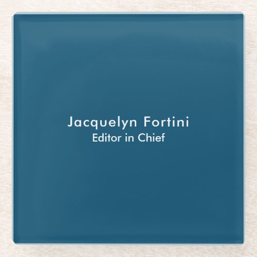 Ocean Blue Plain Elegant Modern Minimalist Glazen Onderzetter (Voorkant)