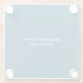 Ocean Blue Plain Elegant Modern Minimalist Glazen Onderzetter (Achterkant)