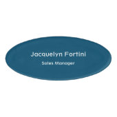 Ocean Blue Plain Elegant Modern Minimalist Naambadge (Voorkant)