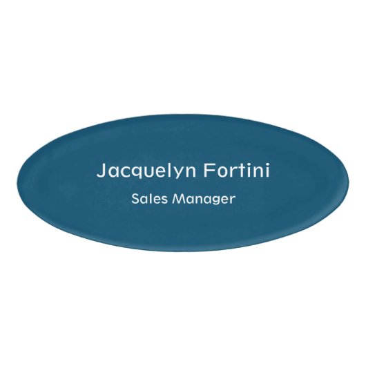 Ocean Blue Plain Elegant Modern Minimalist Naambadge (Voorkant)