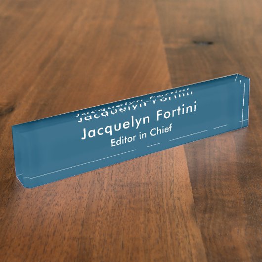 Ocean Blue Plain Elegant Modern Minimalist Naambordje (Zijkant)