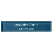 Ocean Blue Plain Elegant Modern Minimalist Naambordje (Voorkant)