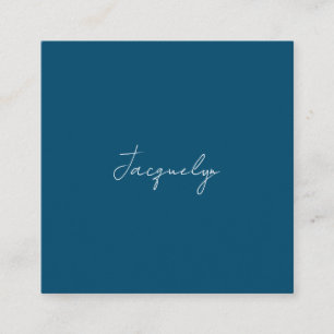 Ocean Blue Plain Elegant Modern Minimalist Name Informatiekaartje