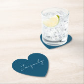 Ocean Blue Plain Elegant Modern Minimalist Name Kartonnen Onderzetters (Insitu)